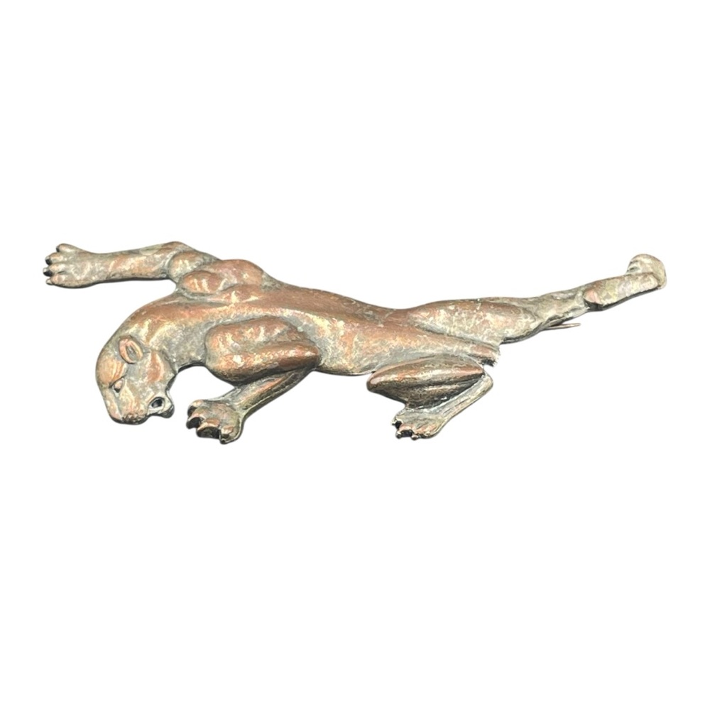 Vintage Large Sterling Silver Leopard Jaguar Brooch Pin